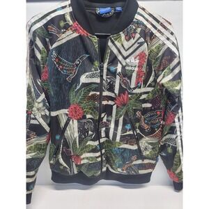 Adidas Firebird Womens Jacket medium Black Trefoil Blade Collar Xilofloresta